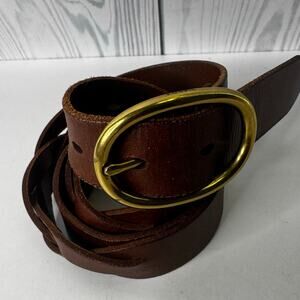 Vintage Fossil Tan Leather Belt With Brass Buckle Size Medium 36